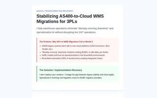 Positioning page: stabilizing AS400-to-cloud WMS migrations