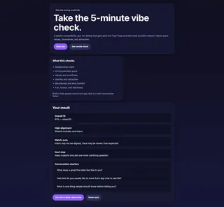 VibeCheck screen: Are we aligned, or are we just severely bored?